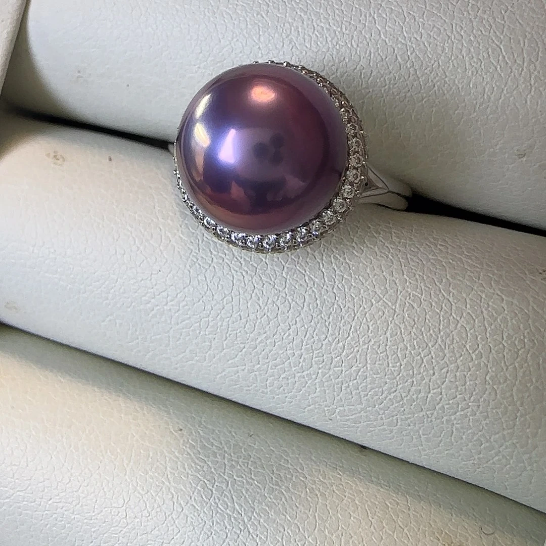 银S925镶嵌戒指淡水珍珠11～12戒指