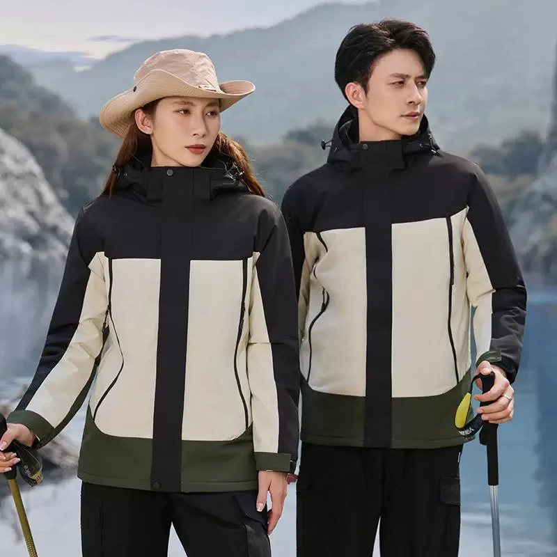 拼色冲锋衣定制工作服印字logo秋冬工衣外套加厚班服企业团体工装