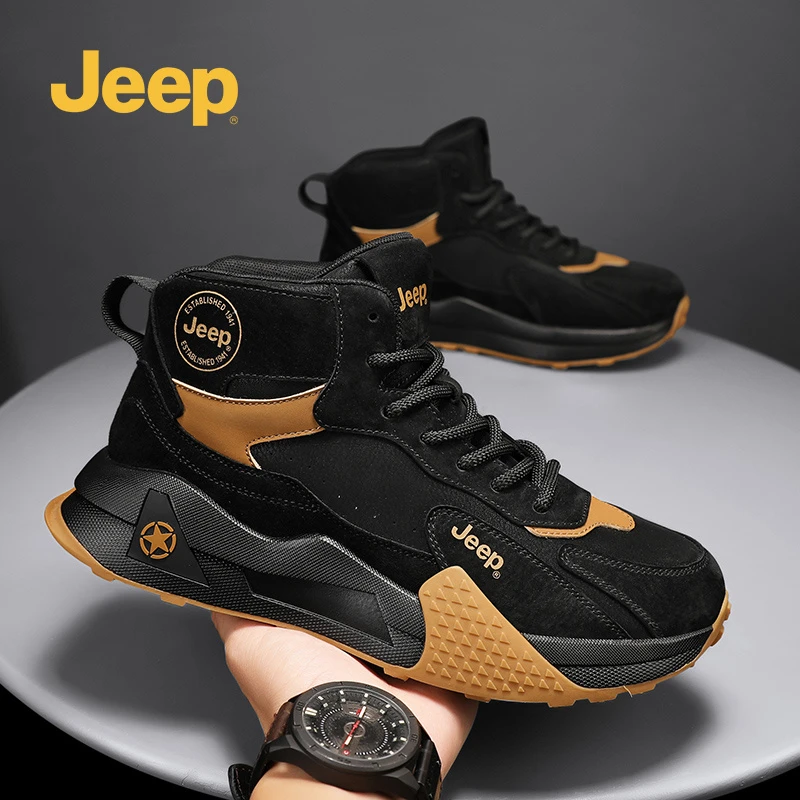 JEEP吉普高帮男鞋2025冬季新款休闲鞋男户外防滑复古运动潮鞋
