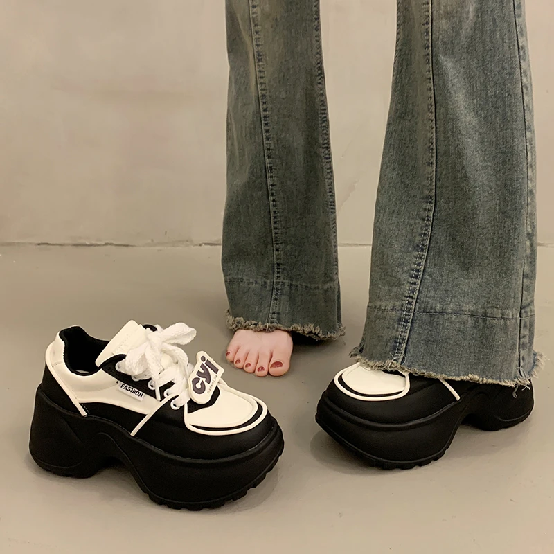 爆款百搭松糕厚底老爹鞋女小白鞋2025秋季新款板鞋小众增高运动鞋