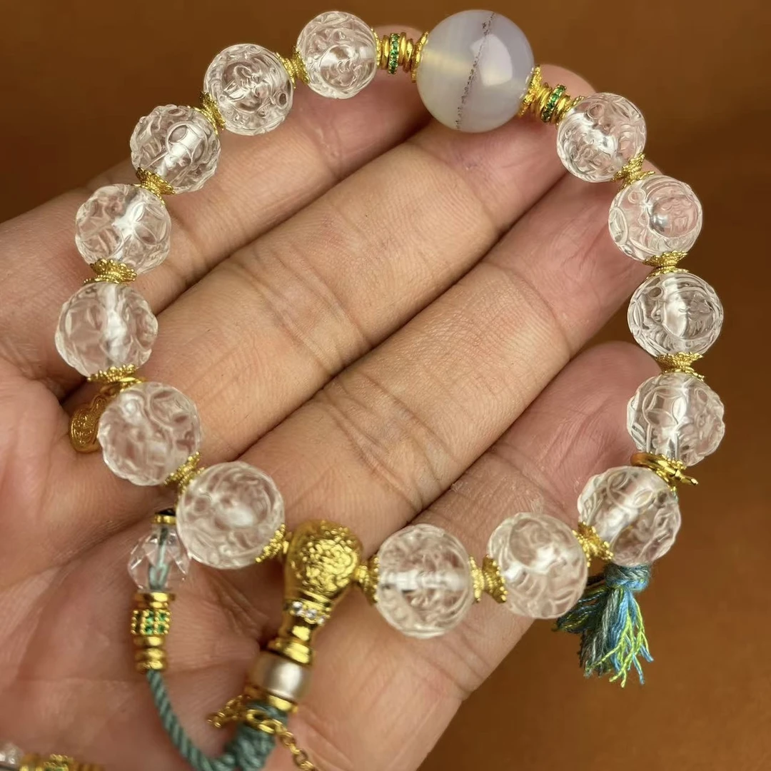 壹加田田 手工设计七轮净业佩双面F白水晶手串多样性发一7255n