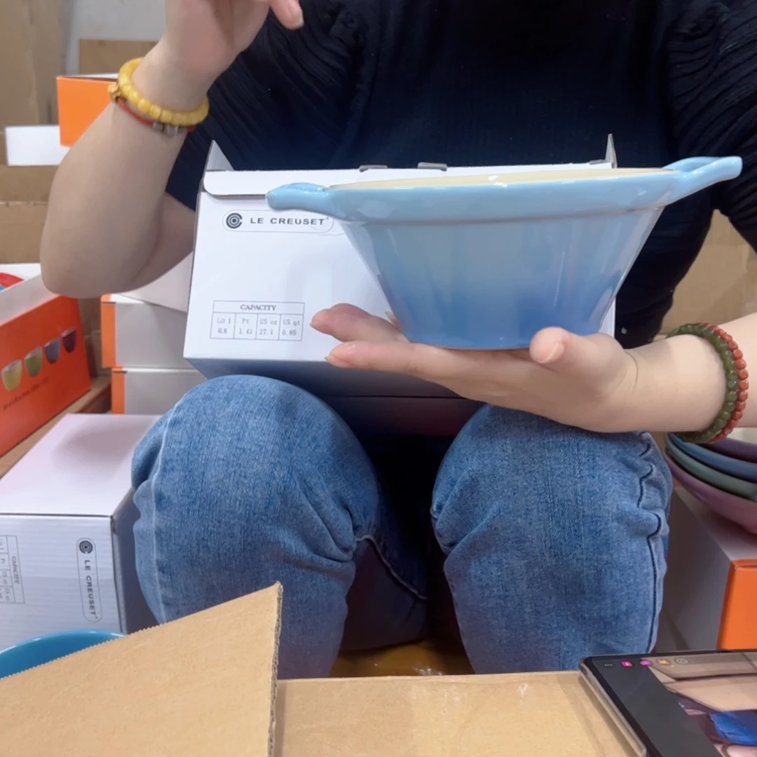 老姊妹家瓷器好漂亮蓝色双耳wan