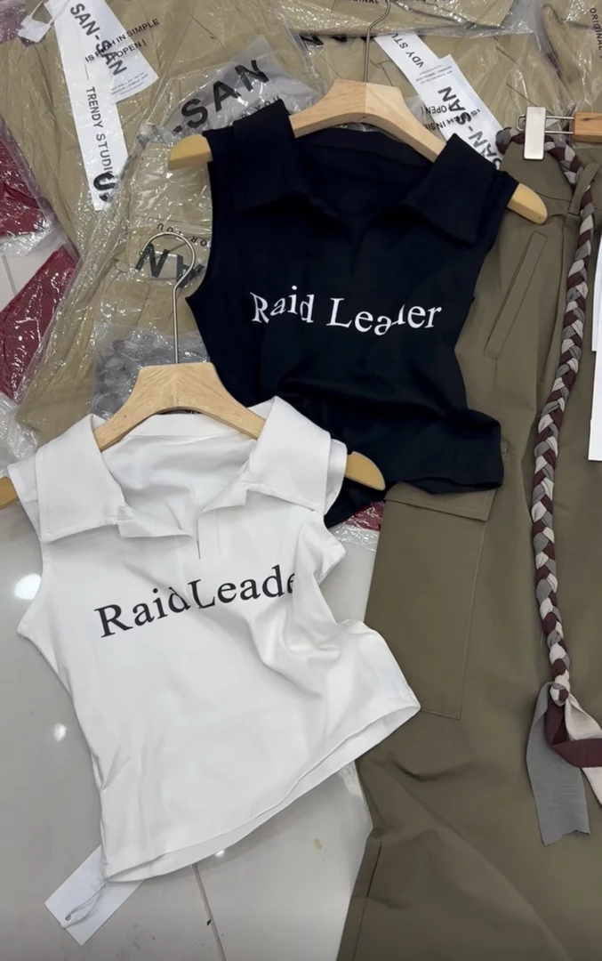 [习宝同款] 夏季字母背心时尚百搭显瘦修身翻领小众