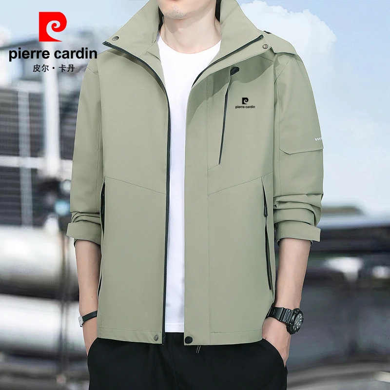皮尔卡丹夹克外套男士春秋季户外运动休闲登山薄款运动宽松冲锋衣