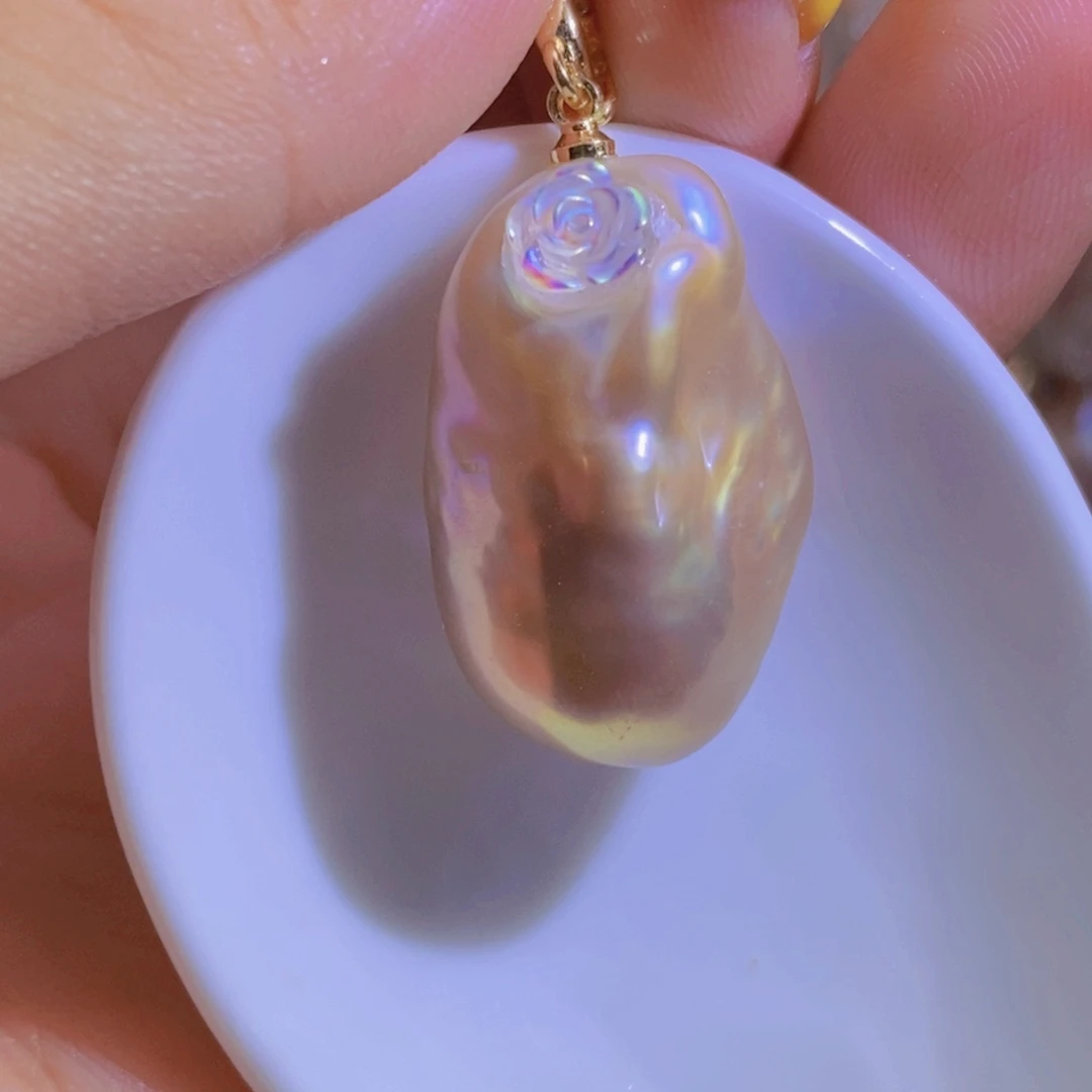 银S925镶嵌淡水珍珠微瑕