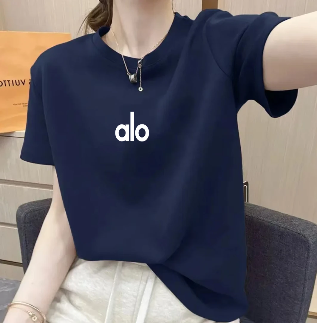 宽松女T恤圆领短袖显瘦正肩时尚藏青休闲打底夏新款百搭美式上衣