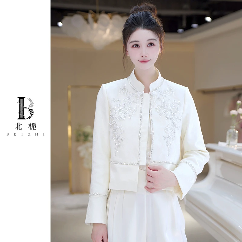 【北栀】新中式重工刺绣钉钻提花外套 813809