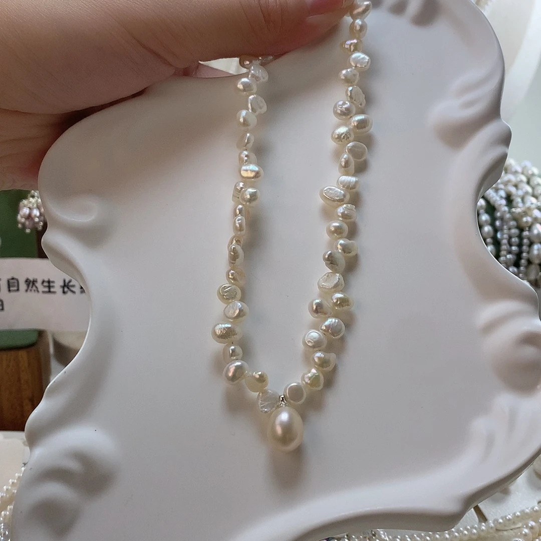 言***。颈饰淡水珍珠银S925镶嵌