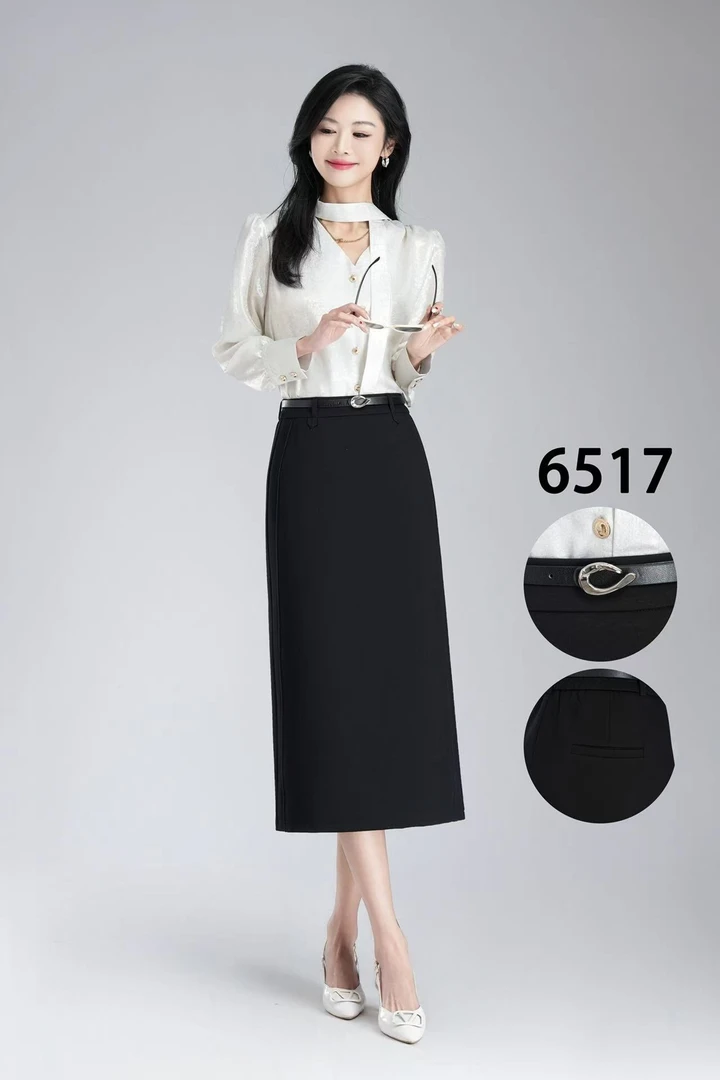 高品质显瘦西装筒裙6517