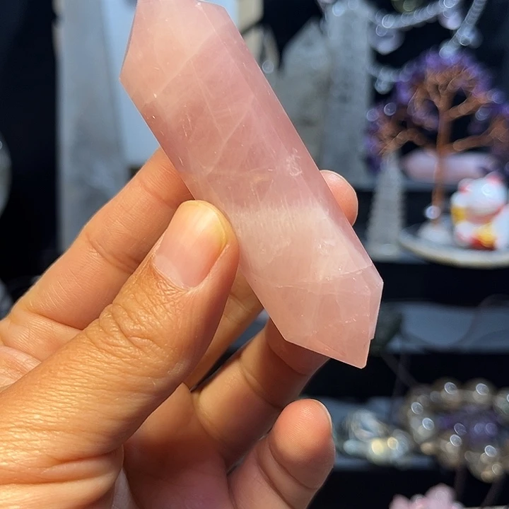 未镶嵌颈饰水晶天然粉水晶小柱子