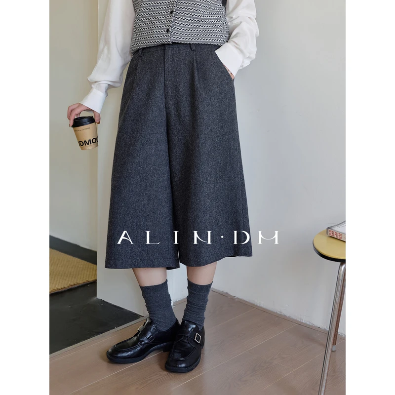 ALINDM【文艺百慕大】大码微胖mm文艺 90s复古西装七分裤 AS27141