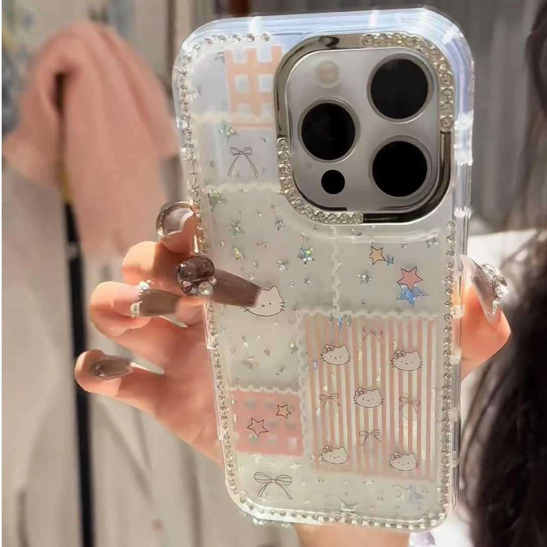 奥菲顿星星kt猫适用苹果15pro手机壳iPhone16promax闪钻14/13女12