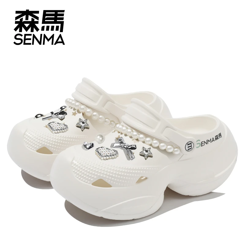 【珍珠巴洛克】新款洞洞鞋增高夏季包头时尚珍珠厚底外穿拖鞋