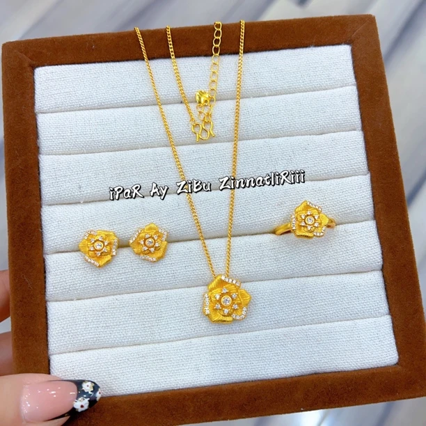 铜合金项链 伊帕尔阿依新款时尚精美铜合金三件套 复古素款..轻奢