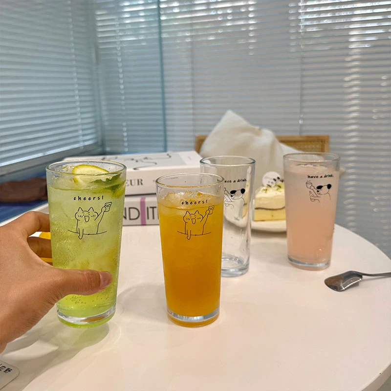 9,9四只直筒杯咖啡厅透明玻璃咖啡杯子果汁冷饮料早餐牛奶杯茶杯