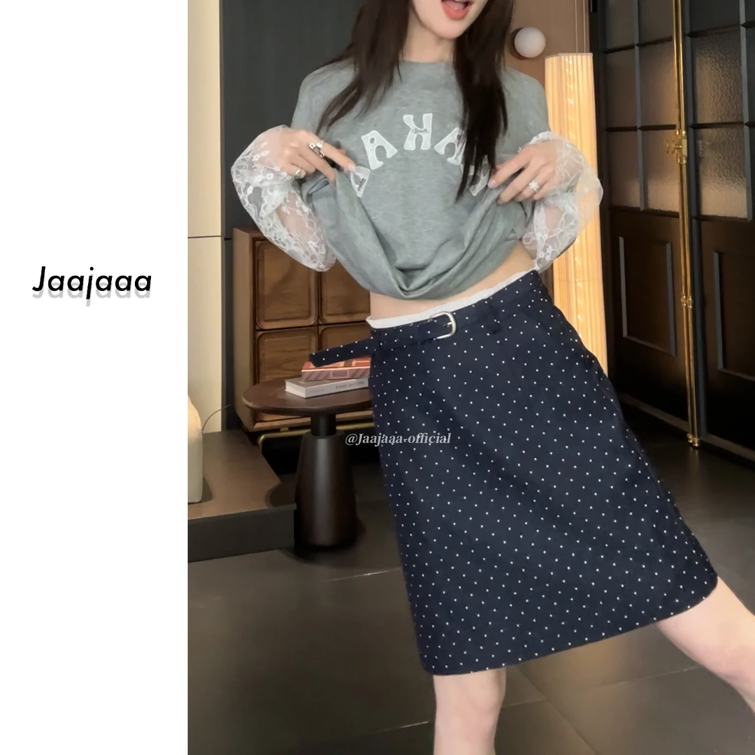 Jaajaaa暗金璀璨  气质百搭宽松通勤波点半裙/BAHC