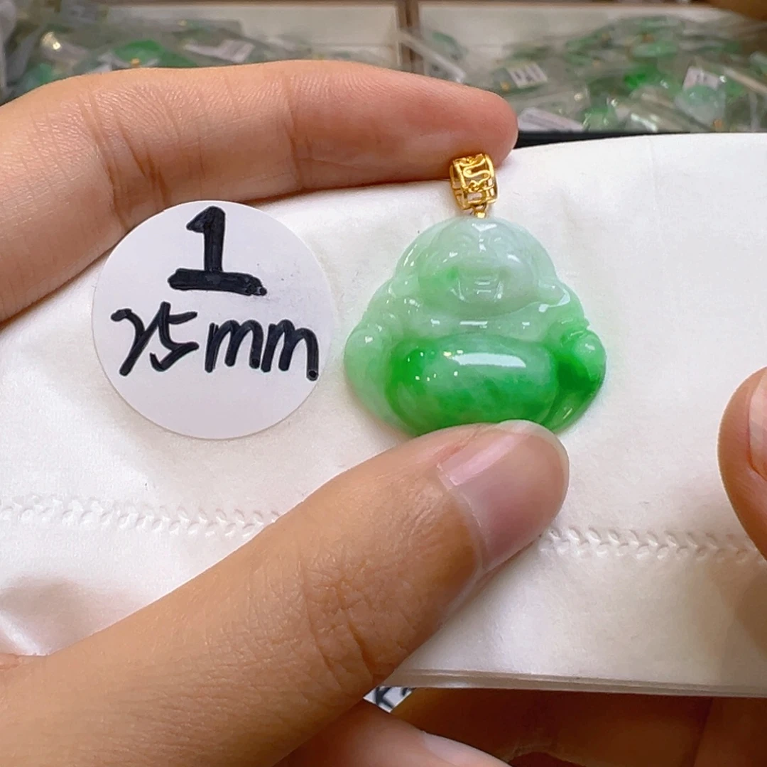 吊坠(不含链)18K金镶嵌翡翠