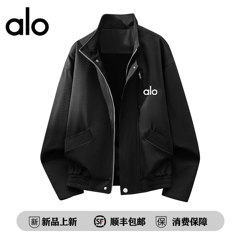 alo潮牌 美式休闲纯色夹克男款百搭宽松大码上衣潮流立领保暖外套