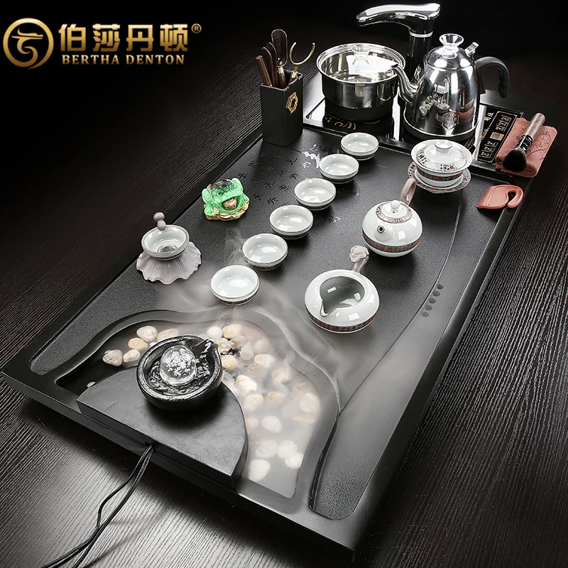 BERTHADENTON/伯莎丹顿乌金石茶盘家用雾化流水套装全自动一体