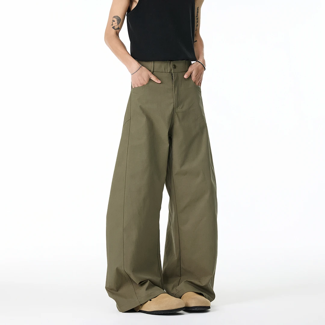 chements夏季弹力解构弯刀裤男女韩版宽松白裤子直筒百搭休闲长裤