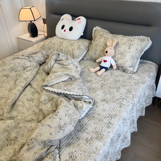 床盖款四季款早秋法式复古花边被套床盖四件套