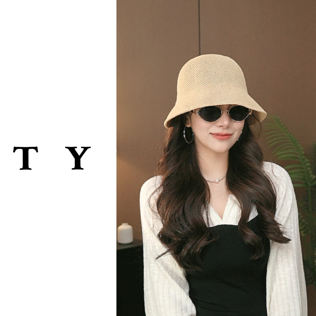 2025款草帽女小清新小檐百搭夏季沙滩遮阳帽子水桶帽编织渔夫帽