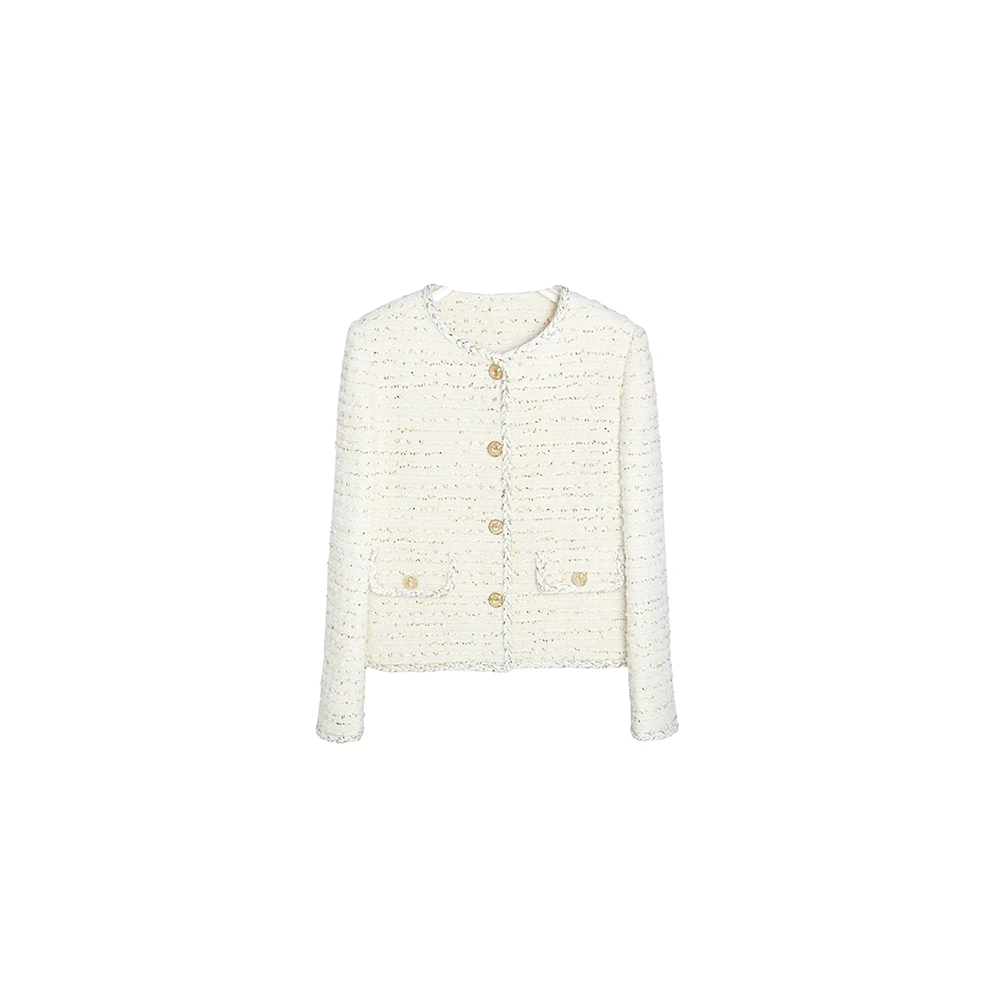 【陷落温柔】嵿奢高定羊毛混纺斤纱小香风外套百搭千金风25A1010