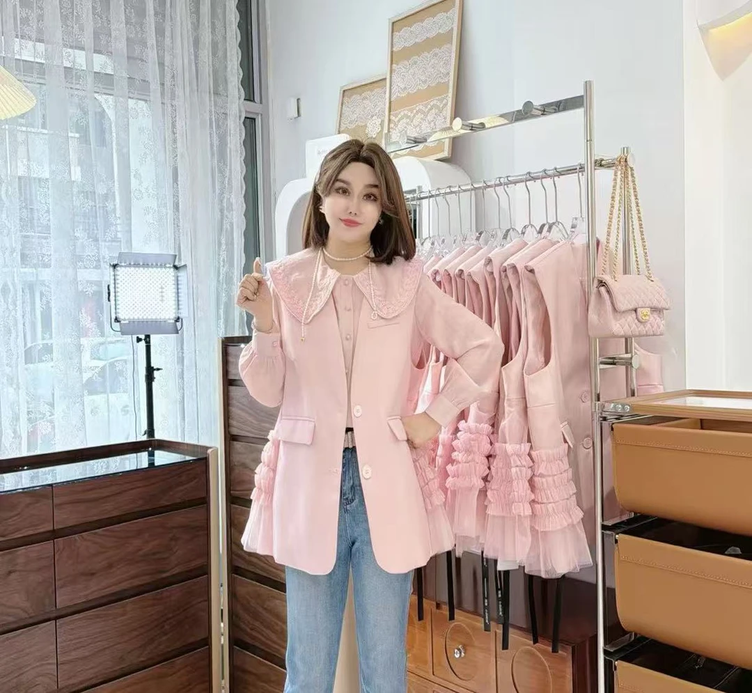 闺蜜精品020601【樱花语】蕾丝拼接西服马甲