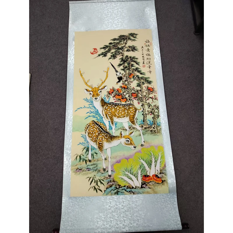 四尺《福禄寿喜》-竖幅-玄关-花鸟挂画