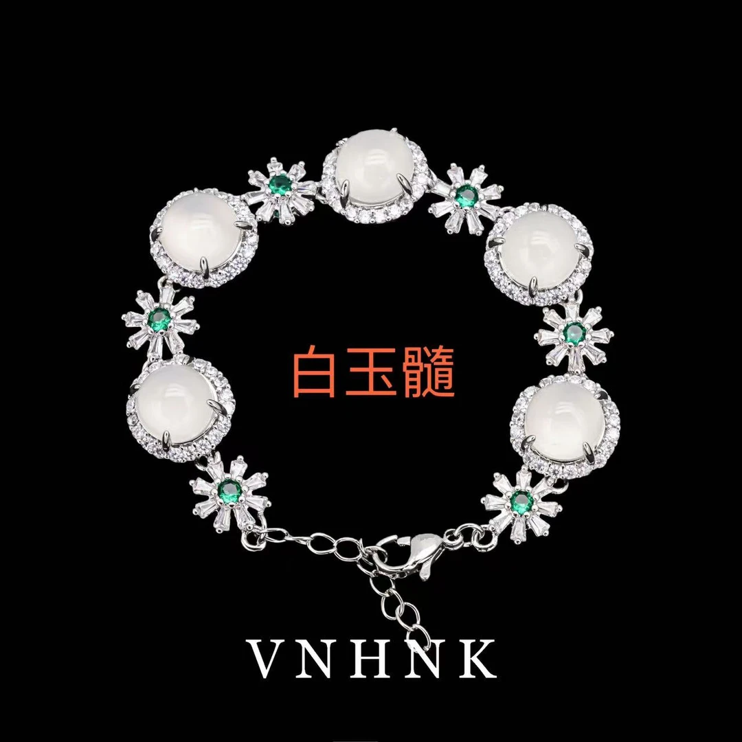 美可儿   B50   白色(11cm 10mm)时尚百搭白色玉髓手链