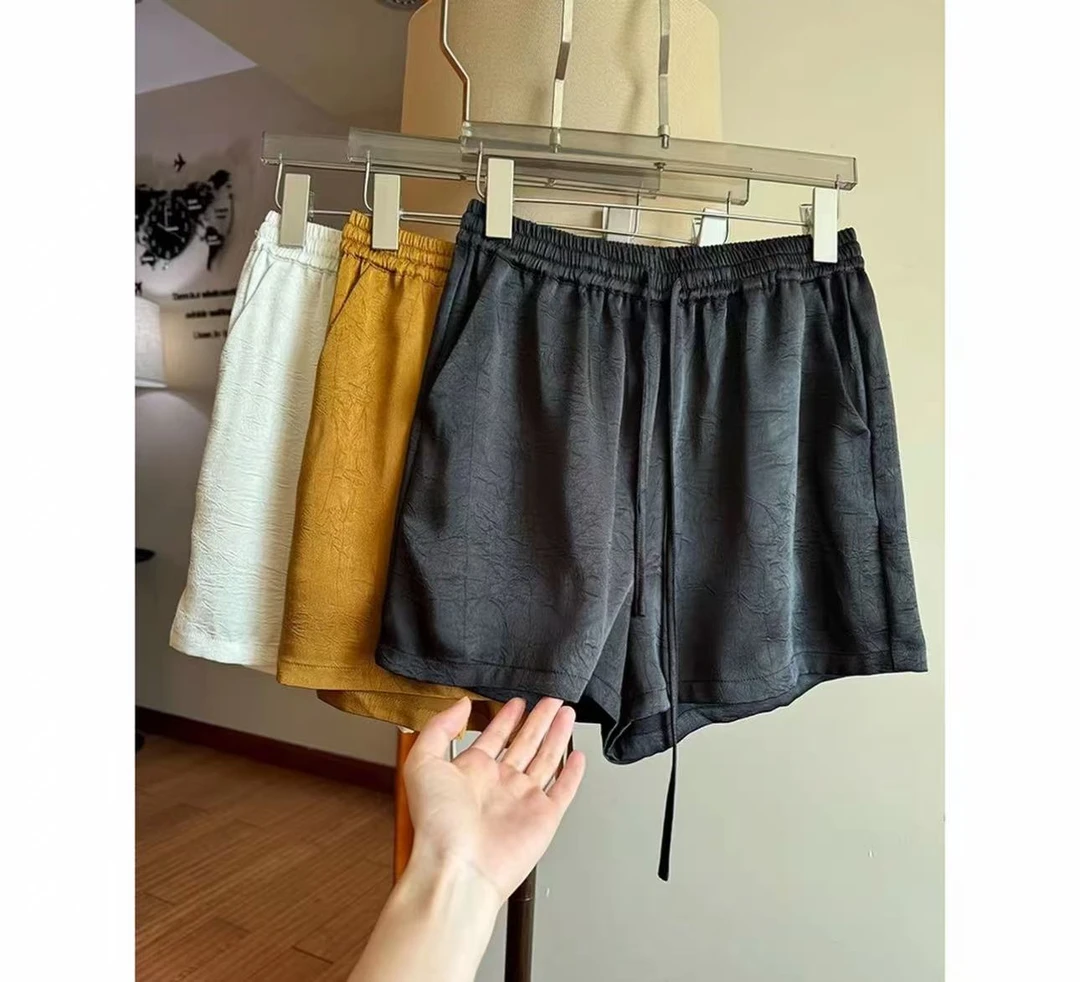 醋酸神裤女印花窄版短裤2025印花窄版短裤高腰显瘦垂垂凉凉短裤