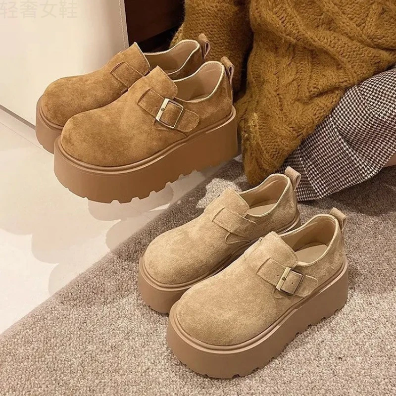 松糕厚底勃肯鞋女2025春秋新款全包博肯鞋小个子增高百搭休闲单鞋