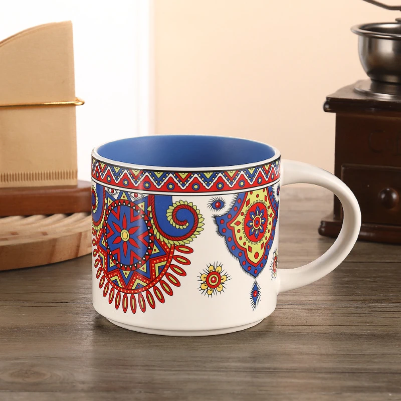 【西藏包邮】陶瓷马克杯欧美风波西米亚风陶瓷杯礼盒轻奢民族风