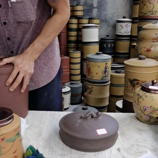 紫砂茶叶罐处理一饼竹节款9814