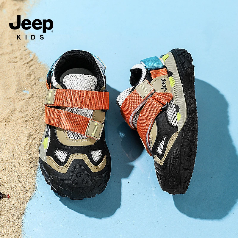【断码清仓】jeep男童运动鞋秋冬防滑透气跑步鞋儿童魔术贴软底网鞋