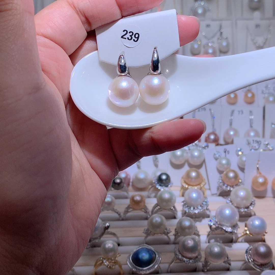 耳饰未镶嵌淡水珍珠CC有瑕疵14mm