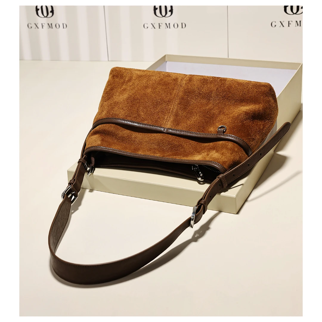 GXFMOD小众设计麂皮绒双面腋下包女2025早秋新款时尚通勤斜挎包