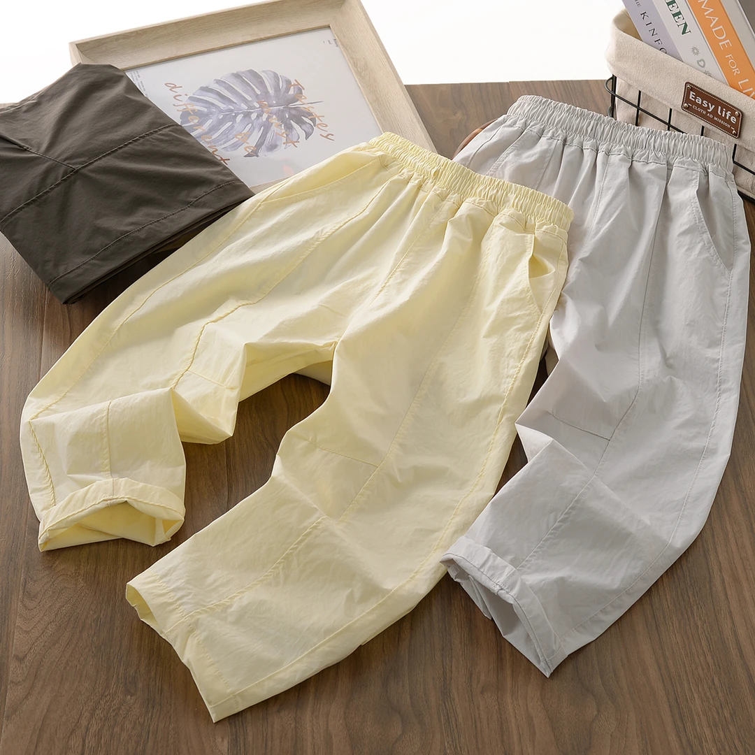 LY6881童装25夏新款轻薄弯刀裤中大男女孩休闲百搭防蚊长裤