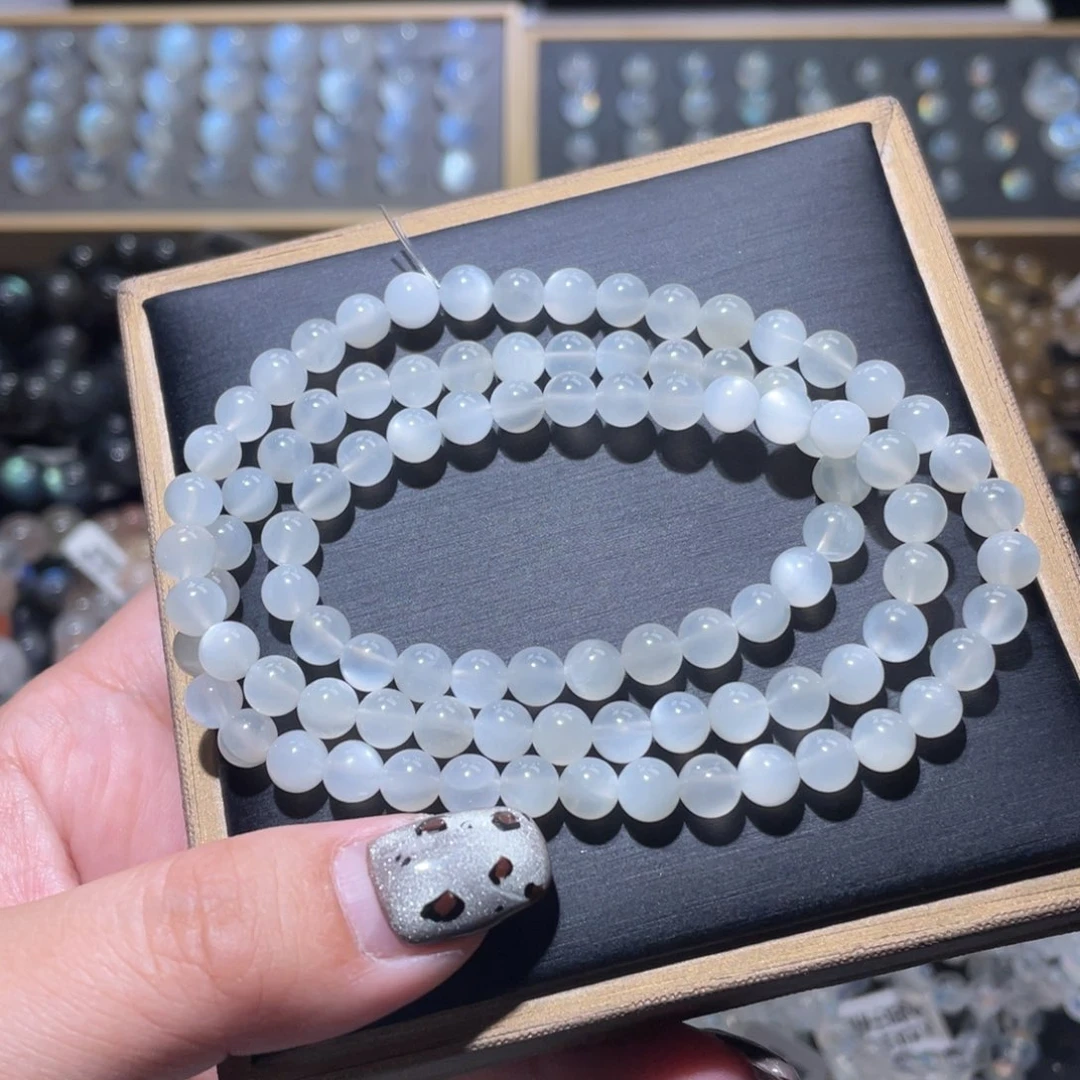手链长石未镶嵌白月光手链多圈6mm