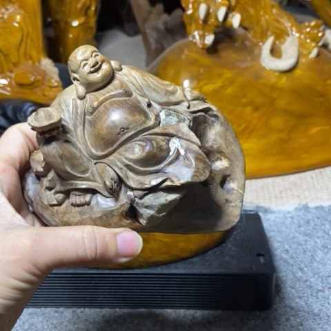 木***易金丝楠弥勒佛摆件