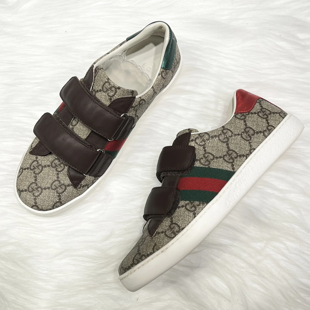 99新 GUCCI/古驰 满印魔术贴休闲鞋 34码 公价7.3K 71230