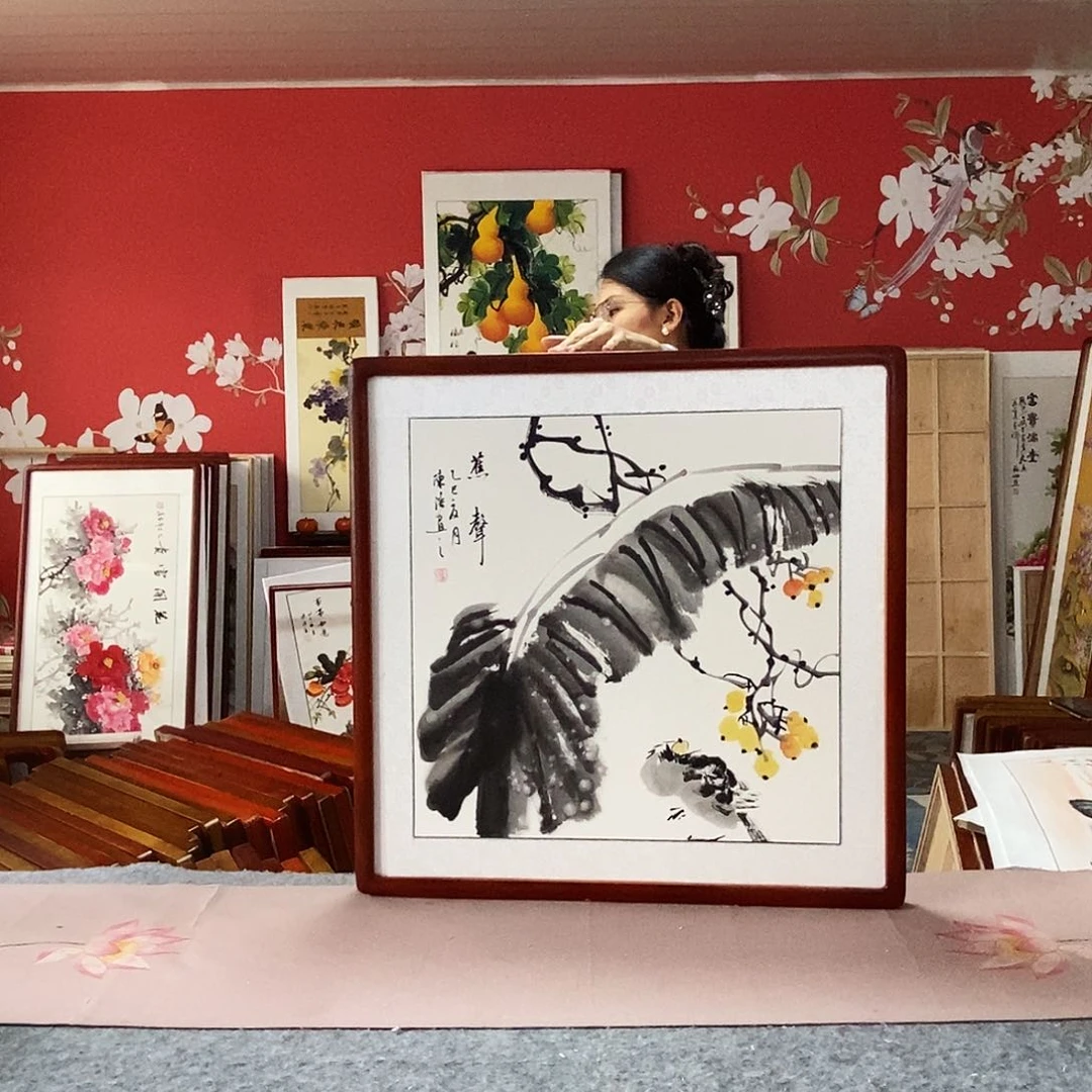 国画带框62✖️62厘米手绘国画包邮