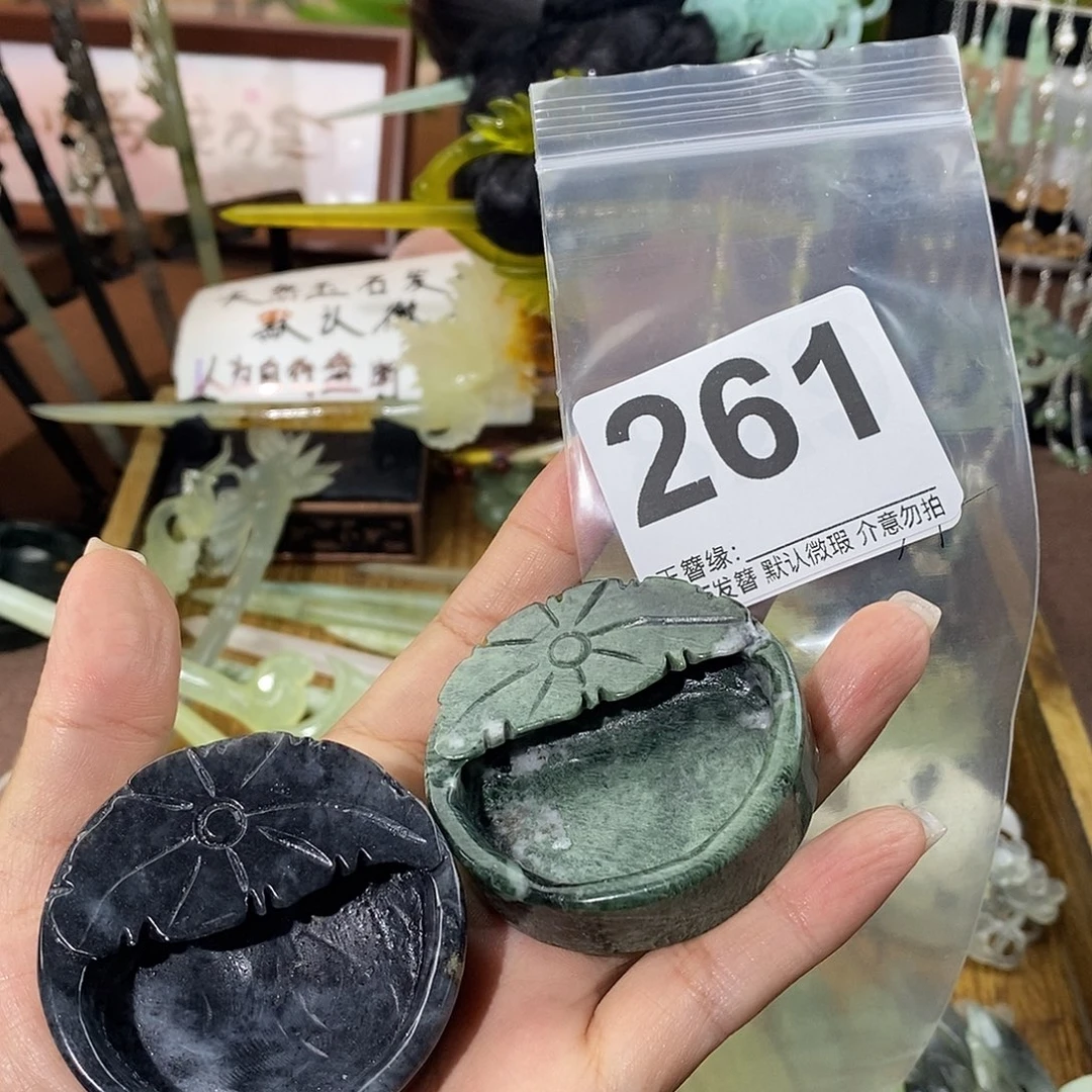 我***包蛇纹石玉未镶嵌发饰