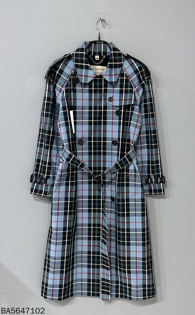 99新 BURBERRY/博柏利 蓝色格纹风衣/UK4/99新/47102