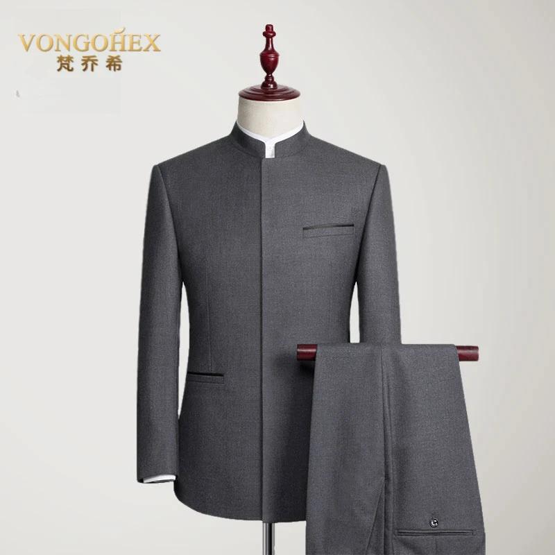 VONGOHEX立领中山装套装男中式结婚西服中华礼服新式中国风演出服