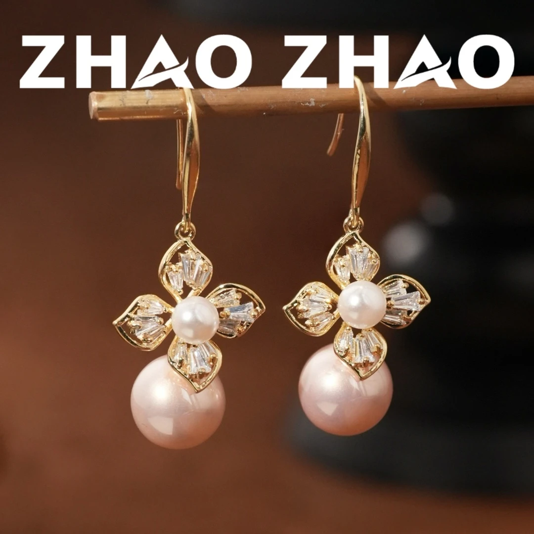 铜合金耳饰 「薄藤祈愿」花朵耳饰长款显脸小显瘦淑女气质