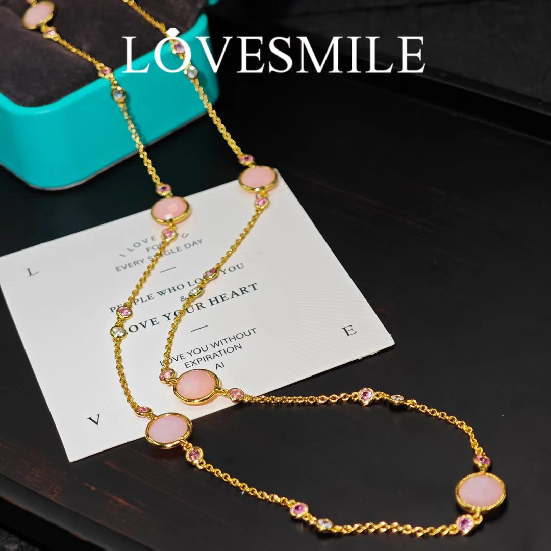 S925银蛋白石项链粉澳宝温柔大气秋冬