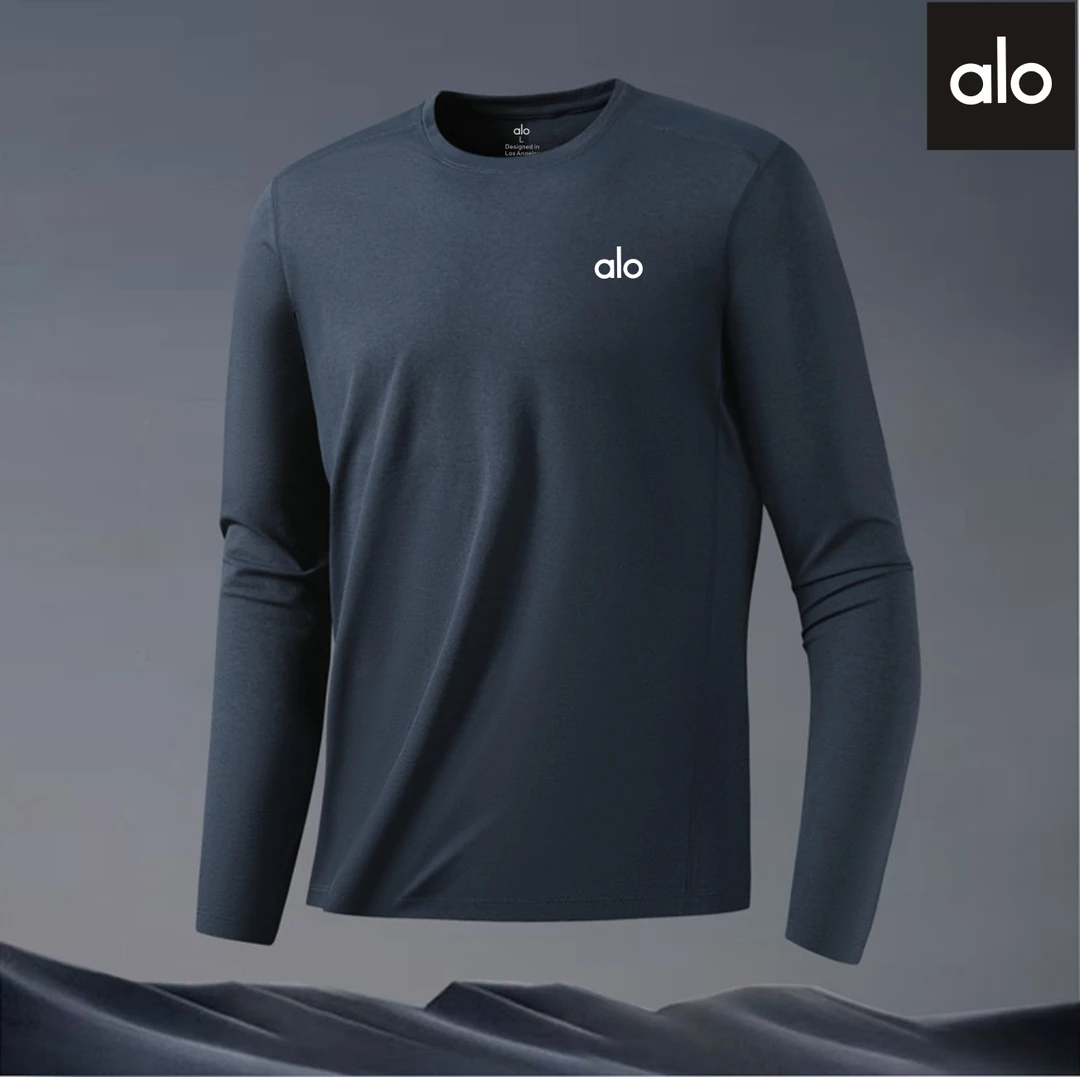 ALO秋季新款长袖t恤运动户外速干健身跑步功能防晒抗菌休闲上衣男