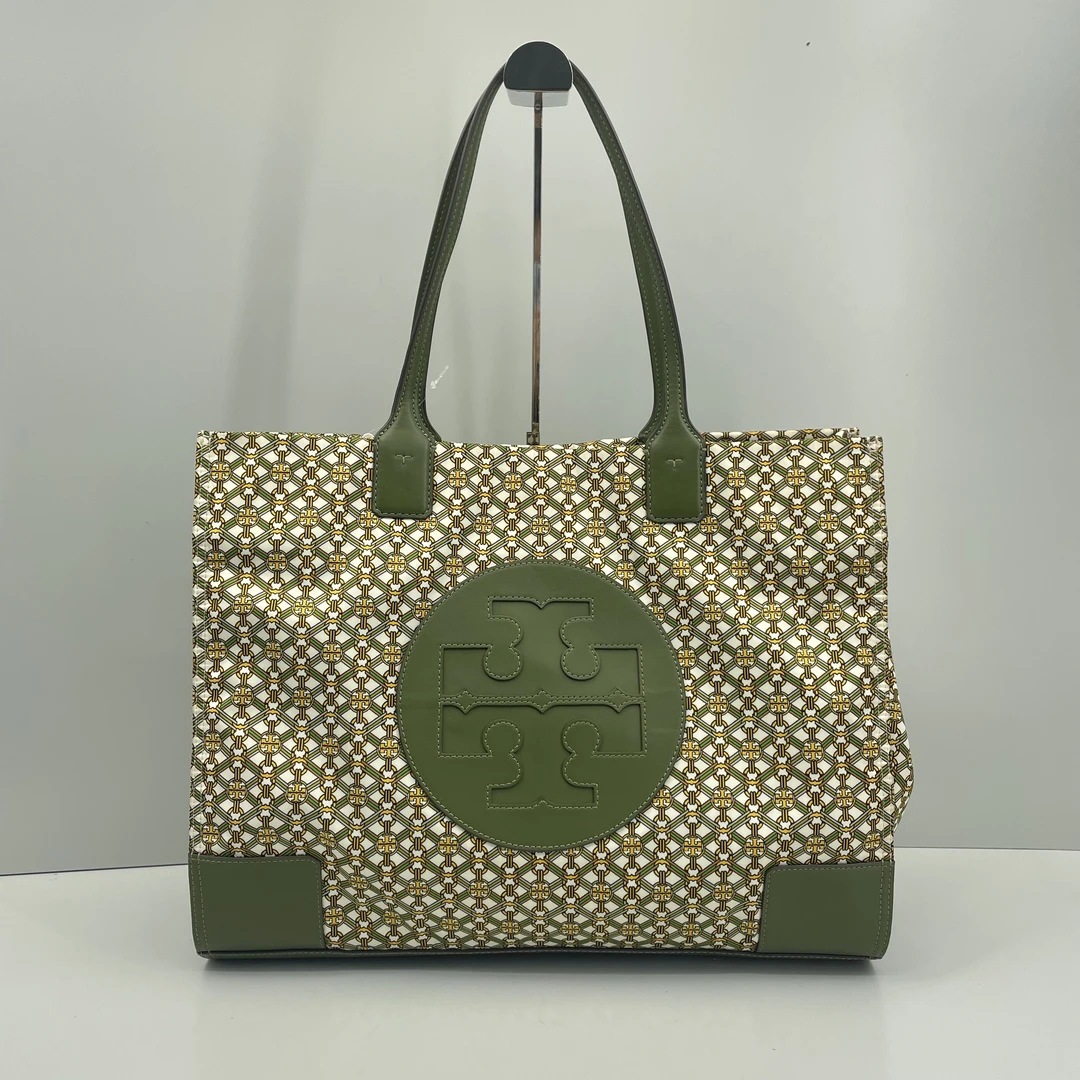 95新 TORY BURCH/汤丽柏琦 Ella女士绿色托特包43*33*11E041702