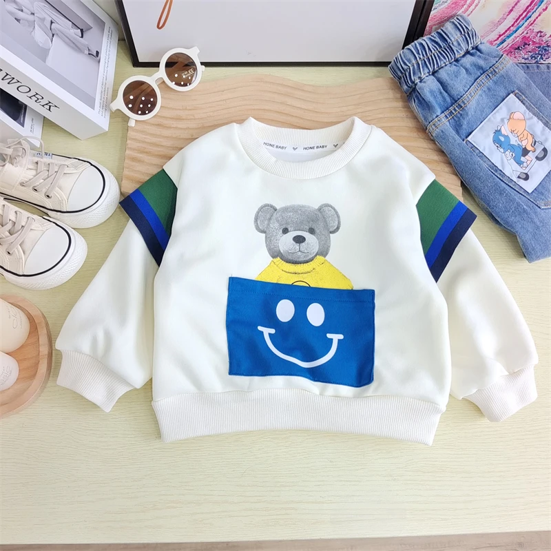 新款上新儿童洋气卡通笑脸小熊时尚卫衣宝宝休闲韩版卡通卫衣Q94